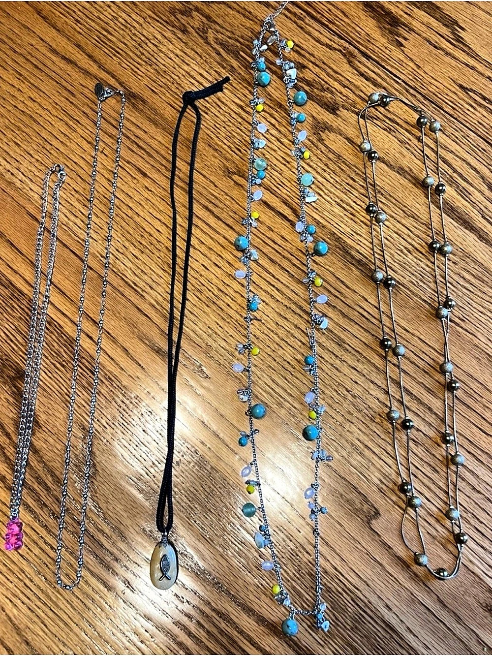Multiple Necklace Lot Silver & Blue Bundle
